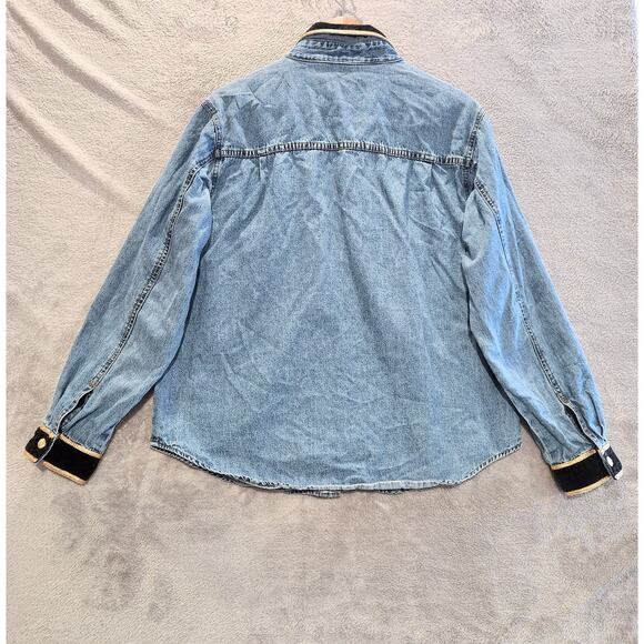 Carolina Blues Womens Vintage Denim Gold Elephant Button Up Blouse Size 16 - Picture 6 of 12
